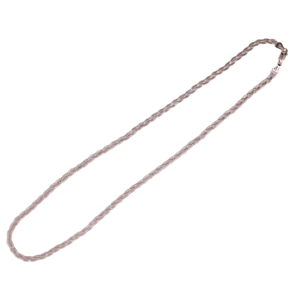 Tecnigold 14kt White Gold Braided Wheat Foxtail Chain Necklace 17" - Picture 6 of 7